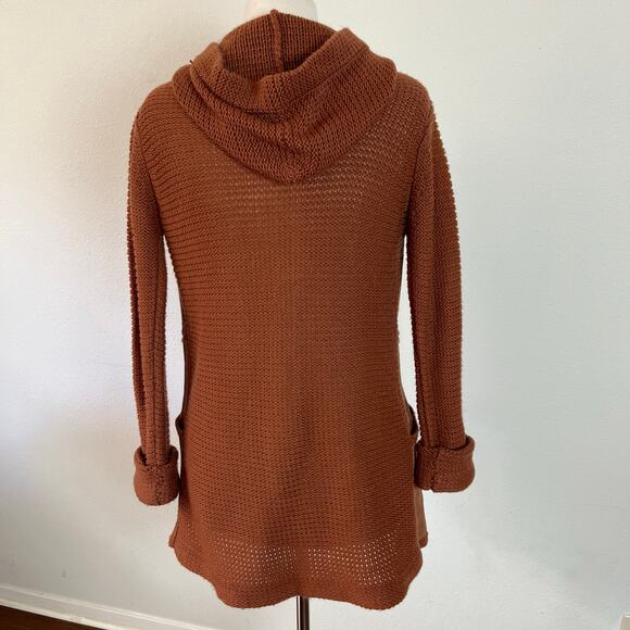 Vintage‎ 70s Brown Suede Patchwork Sweater Hoodie Sweater Jacket // Size Small - Picture 3 of 5